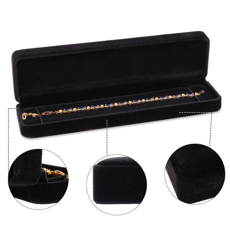 iSuperb Set of 2 Velvet Necklace Box Long Bracelet Box Display Chain Jewelry Box Case 8.7x1.6x2inch for Necklace Storage Gift Box - Image 3